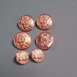US Army Golden Eagle Shield Buttons Gold Tone Metal 4 LG 2 Sm